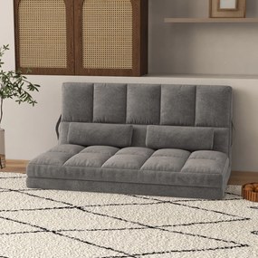 HOMCOM Divan de Podea 2 în 1 cu Spătar Reglabil în 7 Niveluri și Perne, 130x73x60 cm, Gri Carbonizat | Aosom Romania