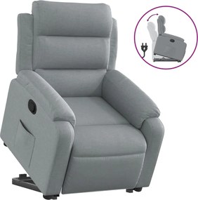 vidaXL Fotoliu rabatabil cu ridicare, gri deschis, material textil