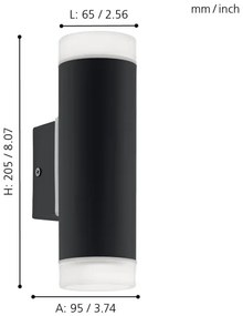 Eglo 96505 - LED Corp de iluminat perete exterior RIGA 2xGU10/5W