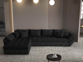 Colțar extensibil dumonde cu ladă de depozitare si sezut confortabil din spuma high-density, Loana XL Enjoy Negru 335x185 cm