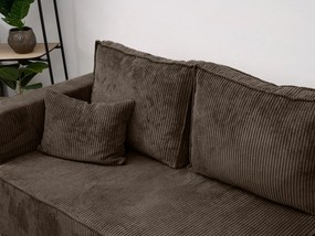 Canapea colt extensibila SMART COSARO maro inchis, cu colt bilateral + 2 perne CADOU