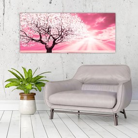 Tablou cu pomul roz (120x50 cm), în 40 de alte dimensiuni noi