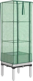 vidaXL Strat înălțat cu husă de seră, aspect ratan, 40x40x140 cm