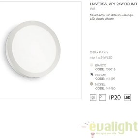 Aplica LED diametru 30cm, UNIVERSAL AP1 24W ROUND BIANCO 138619