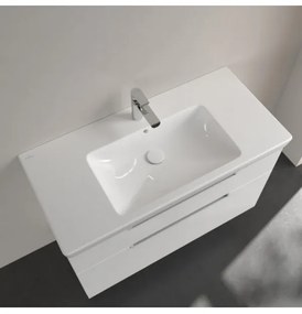 Set mobilier 95.4cm Villeroy&amp;Boch Collaro Nordic Oak, cu lavoar Subway 2.0 si oglinda 100cm, C011L0VJ+7175A101+A3101000