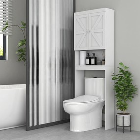 HOMCOM Dulap de depozitare deasupra toaletelor, dulap de baie cu 2 uși raft 58,5L x 23l x 170H cm alb | Aosom Romania