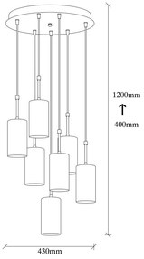 Lustră de 7 becuri Opviq lights Kem Tube, auriu