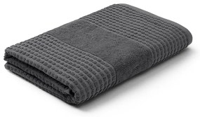 Prosop gri închis din bumbac organic din frotir 70x140 cm Check – JUNA