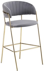 Scaun de bar de design, tesatura gri-maro Velvet gold crom auriu, DASMIN TIP 2