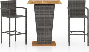 vidaXL Set mobilier de bar de grădină, 3 piese, gri