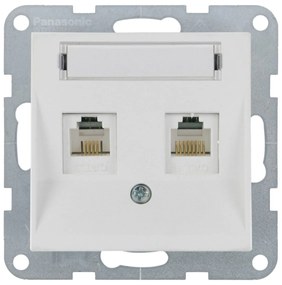Priza dubla internet cat 6, IP20, Seashell, Panasonic Karre Plus 55 Soft Touch