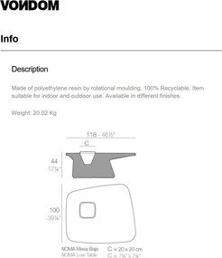 Masuta de cafea exterior / interior design modern premium MOMA COFFEE TABLE 45115A Vondom