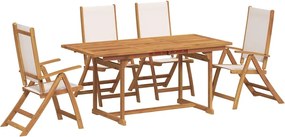 vidaXL Set mobilier de grădină, 5 piese, lemn masiv acacia/textilenă