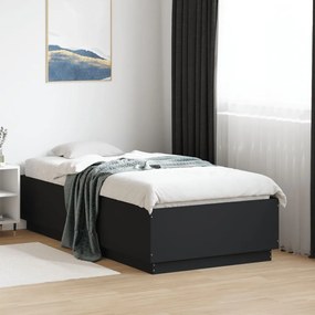 3209752 vidaXL Cadru de pat, negru, 90x190 cm, lemn prelucrat