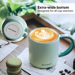 Ceasca ceramica pentru ceai si cafea Buydeem CD1018-MY, 350 ml, Fund plat, Scala de masurare interna, Ceramica pentru temperaturi inalte, Galben