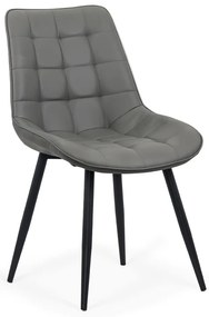Scaun living gri BUC 206P din piele ecologică și cadru metalic vopsit