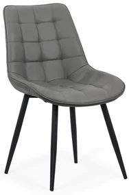 Scaun living gri BUC 206P din piele ecologică și cadru metalic vopsit