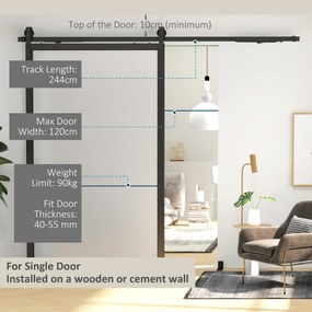 HOMCOM Kit pentru Ușă Glisantă cu Instalare fără Perforare pentru o Singură Ușă, Kit Modern pentru Ușă Glisantă, 244x0.5x4 cm, Negru | Aosom Romania