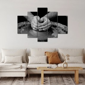 Tablou alb negru - producția de ceramică (150x105 cm)