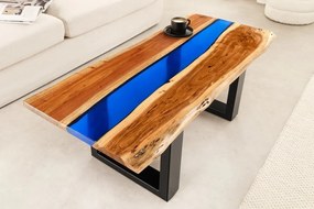 Masuta din lemn de salcam cu rasina epoxidica albastra LIQUID 110cm