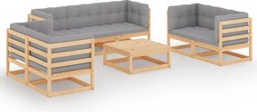 vidaXL Set mobilier de grădină cu perne, 8 piese, lemn masiv de pin