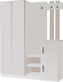 Mobilier hol DD8-W, alb, PAL melaminat, 147x38x180 cm