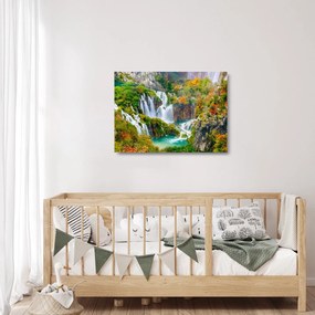 Tablou pe sticlă - Parcul Național Lacurile Plitvice (70x50 cm)