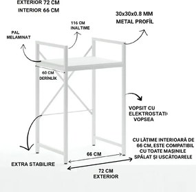 Suport raft pentru mașină de spălat și uscător,negru