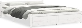 vidaXL Cadru de pat, alb, 160x200 cm, lemn masiv de pin