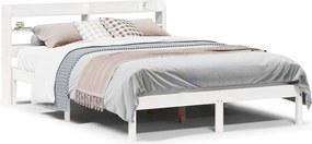vidaXL Cadru de pat fără saltea, alb, 140x190 cm, lemn masiv de pin