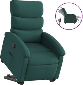 vidaXL Fotoliu electric rabatabil cu ridicare, verde închis, textil