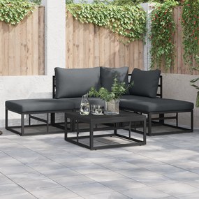 vidaXL Set de canapele pentru grădină 5 pcs Negru 70 x 70 x 32 cm