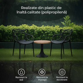 Scaun Terasă Negru HRC 599 - Rezistent, Stivuibil, Impermeabil