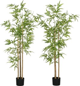 HOMCOM Plantă artificială Bambus copac artificial înălțime 180 cm cu ghiveci, decor interior, foarte realist | Aosom Romania