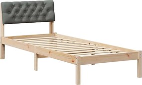 vidaXL Cadru de pat maro și gri închis 80 x 200 cm Lemn masiv de pin