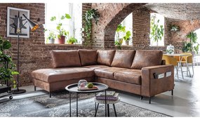 Colțar maro extensibil cu tapițerie din imitație de piele (cu colț pe partea stângă ) Lofty Lilly – Miuform