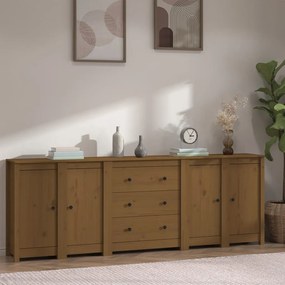 3114077 vidaXL Servantă, maro miere, 230x35x80 cm, lemn masiv de pin