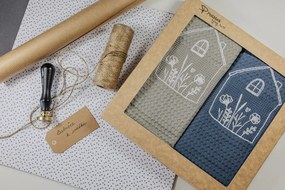 Prosoape de bucătărie waffle brodate cu motiv – Set de 2 bucăți