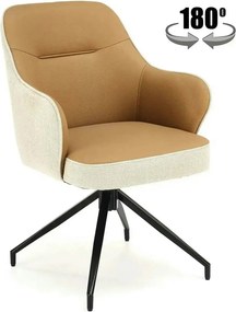Scaun rotativ K527, maro/bej/negru, stofa clasica/piele ecologica/meta