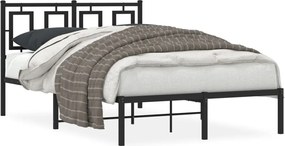 vidaXL Cadru de pat metalic cu tăblie, negru, 120x200 cm