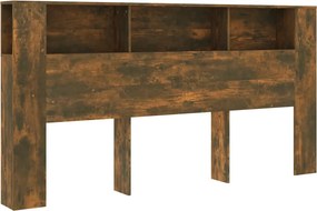 vidaXL Tăblie de pat cu dulap, stejar fumuriu, 200x18,5x104,5 cm