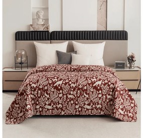 Cuvertura de pat cu model FOREST ANIMALS, maro Dimensiune: 170 x 210 cm