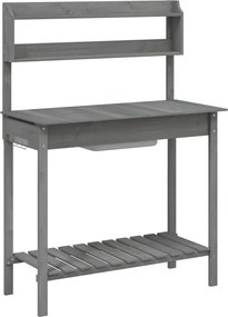 vidaXL Masă plantare cu chiuvetă gri 147,5x44x139,5cm lemn masiv brad