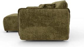 Colțar verde cu tapițerie din chenille (cu colț pe partea stângă/cu șezlong) Nelia – Ropez