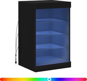 vidaXL Servantă cu lumini LED, negru, 41x37x67 cm
