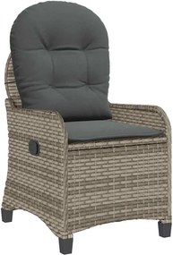 vidaXL Fotoliu recliner cu pernă Gri 56 x 66 x 95 cm poliratan