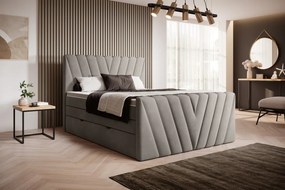 Pat tapitat, boxspring, cu spatiu pentru depozitare, 180x200 cm, Candice 1, Eltap (Culoare: Gri deschis - Nube 3)