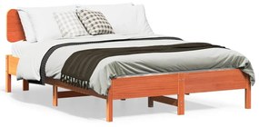 vidaXL Cadru pat fără saltea, maro ceruit, 140x190 cm, lemn masiv pin