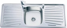 Chiuveta inox Inter Ceramic Alpaca cu o cuva si picurator in dreapta si stanga finisaj inox 120x50 cm
