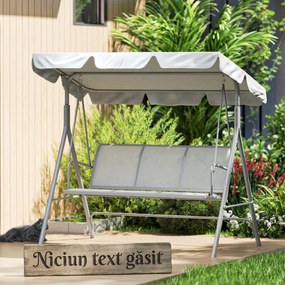 Balansoar de grădină 3 locuri Hollywoodschaukel cu acoperiș din metal gri+argintiu 170 x 110 x 153 cm | Aosom Romania